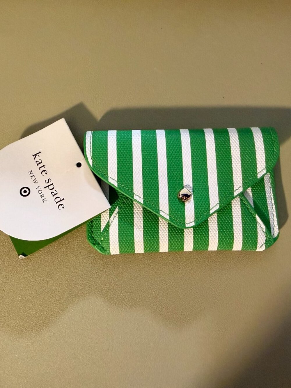 NWT - Kate Spade New York - Green and White Striped Wallet